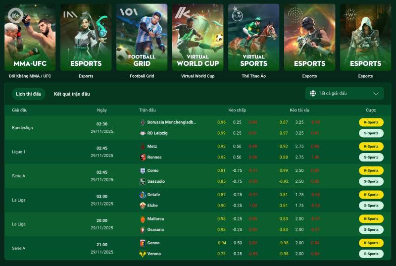 Chất lượng kèo và trải nghiệm cá cược rõ ràng, cập nhật nhanh