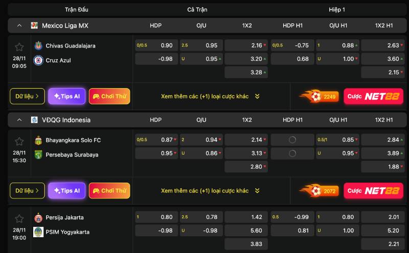 Chọn trận có dữ liệu rõ ràng, tránh giao hữu