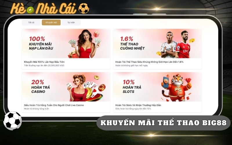 Khuyen Mai The Thao Big88 Tran Ngap Tang Tien Moi Ngay