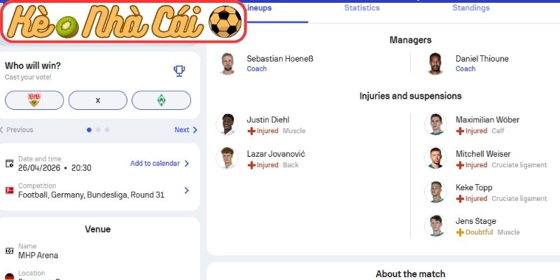 Phong độ Stuttgart gần nhất